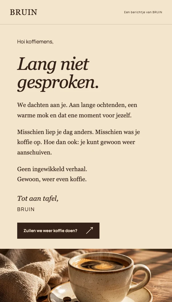 E-maildesignconcept BRUIN: Winback · flow 3/3