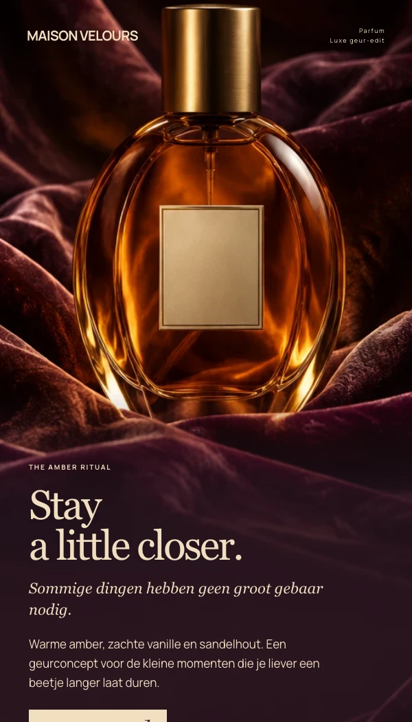 E-maildesignconcept MAISON VELOURS: Luxe geur-edit